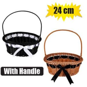 Woven Plastic Basket with Handle 24cm
