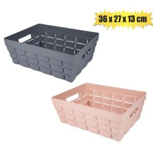 Basket Plastic Woven Pattern 36 x 27 x 13cm