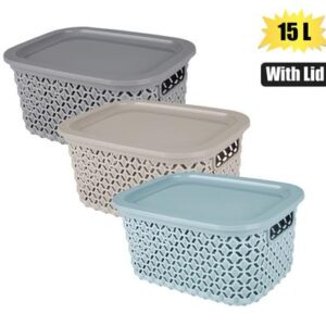Gondol Basket Plastic Pointy 28 x 38 x 18cm 15l with Lid