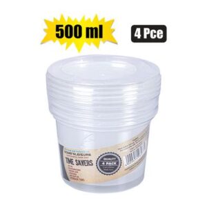 Home 'N Leisure Timesavers Container Clear 4-piece 500ml Round 8cm H