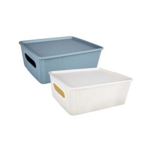 Storage Box Ribbed with Lid 25 x 20 x 10cm