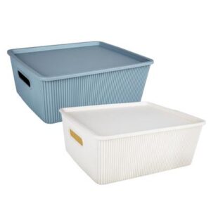 Storage Box Ribbed with Lid 35 x 30 x 14cm