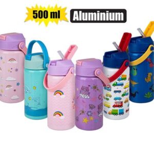 Water Bottle 500ml Aluminium with Straw