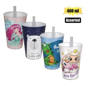 Gondol Tumbler with Straw 400ml Assorted