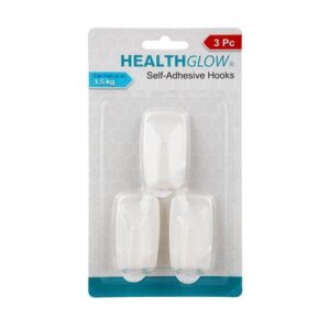Health Glow Hook S/adh Plastic 3-piece Rectangular