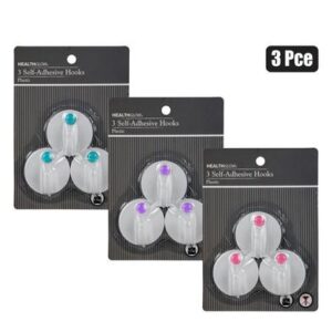 Health Glow Hook Plastic Adhesive Round 3-piece