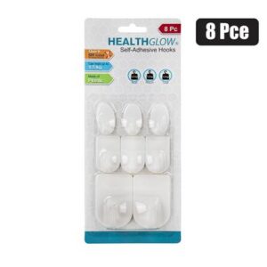Health Glow Hook Plastic Self Adhesive 8-piece – Assorted