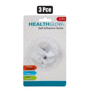 Health Glow Hook Plastic Adhesive Square 3-piece