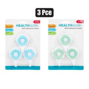 Health Glow Hook Plastic Adhesive 3-piece – Assorted (Style 2)