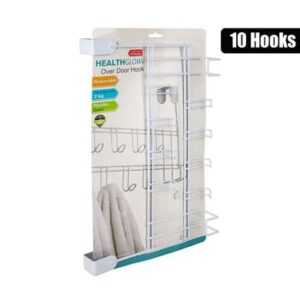 Health Glow Hook Hanger Plastic Coated 10 Hook Over Door