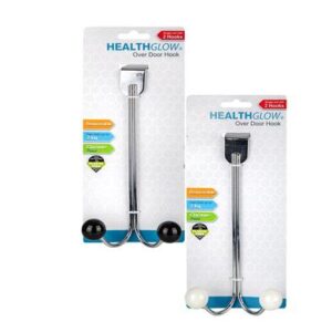 Health Glow Hook Hanger Chrome Plastic 2 Hooks Over Door
