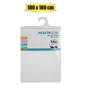 Health Glow Shower Curtain Plastic with 12 Hook 180 x 180cm