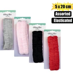 Glitzy Bitz Hair Band 5 x 20cm Elasticated Assorted