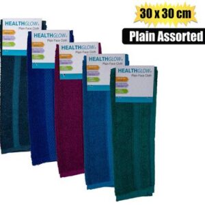 Health Glow Face Cloth 30 x 30cm Plain Assorted