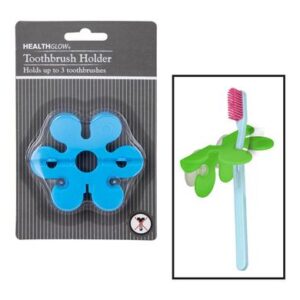 Health Glow Toothbrush Holder 3 Brush, Suction Cup