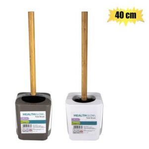 Health Glow Toilet Brush Bamboo Handle with Stand Assorted