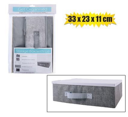 Get Organised Storage Box Non-woven Plastic-lid 33 x 23 x 11cm