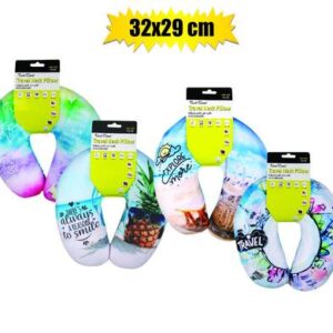 Travel Neck Pillow 32 x 29cm Assorted