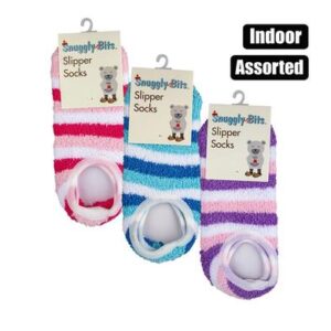 Snuggly Bits Socks Indoor Slipper with Grip Stripe