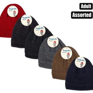 Snuggly Bits Beanie Adult Knitted Fleece 21 x 22cm Assorted