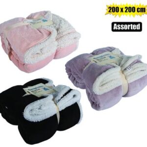 Snuggly Bits Blanket Flannel with Sherpa 200 x 200cm Assorted