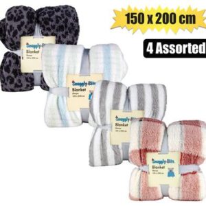 Snuggly Bits Blanket Check Soft Sherpa 150 x 200cm Assorted