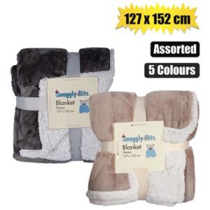 Snuggly Bits Blanket Flannel with Sherpa 127 x 152cm Assorted