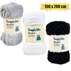 Snuggly Bits Blanket Velvet Fleece 150 x 200cm Assorted