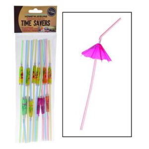 Home 'N Leisure Timesavers Straws Plastic 12-piece with Umbrella