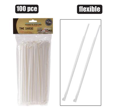Home 'N Leisure Timesavers Straws Plastic Flexible 100-piece Wrapped