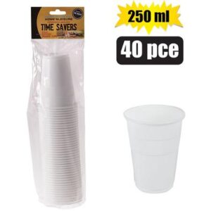 Home 'N Leisure Timesavers Picnic Cups Plastic 40-piece Disposable 250ml