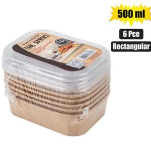 Home 'N Leisure Timesavers Kraft Paper Bowls with Lid 500ml 6-piece Rect