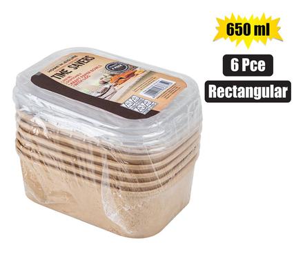 Home 'N Leisure Timesavers Kraft Paper Bowls with Lid 650ml 6-piece Rect
