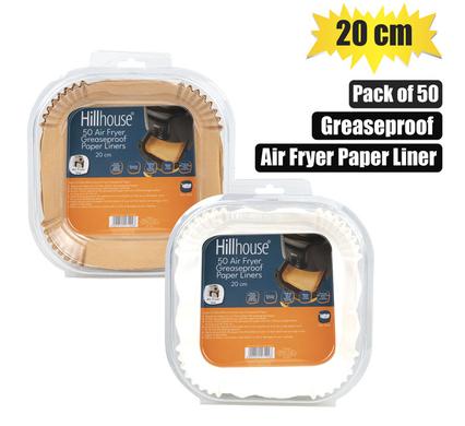 Hillhouse Air Fryer Liners 20cm Square 50-piece