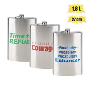 Open Bar Hip Flask S/s with Words 29cm 1.8l