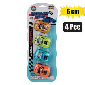 Perfect Play Racer Cartoon 4-piece Pull Back 6cm Toy Vehicle