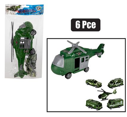Perfect Play Helicopter Friction 29cm 6-piece Toy Vehicle