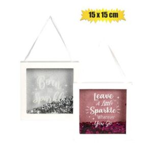 Hugs & Kisses Ornament Baby Hang Sparkle Box 15 x 15cm Assorted