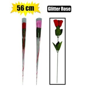 Flower Occasion Glitter Rose 56cm Assorted