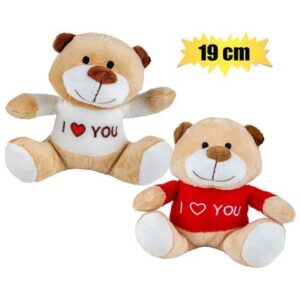 Besties Plush Love Bear Brown & Red 19cm