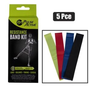 Pulse Active Fitness Resistance Band Loops Set 5-piece