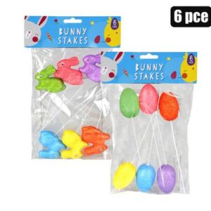 Easter Glitter Foam Decor Stakes 6-piece Ast