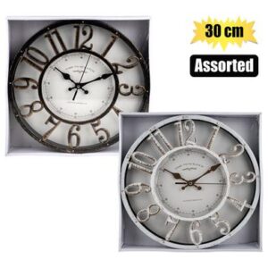 Clock Wall Plastic Antique 30cm Assorted