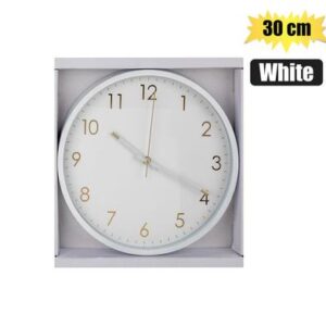 Clock Wall Plastic Round 30cm White