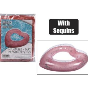 Aquanautics Inflatable Heart Tube Sequins 90cm Assorted