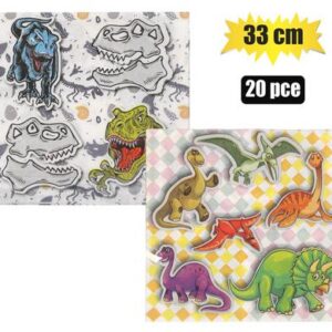 Serviettes 2ply 33cm 20-piece Dinosaurs