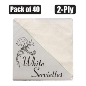 Serviettes 2ply 33cm 40-piece Plain White