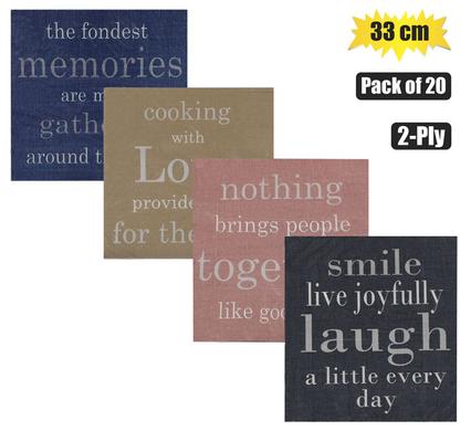 Serviettes 2ply 33cm 20-piece Sayings