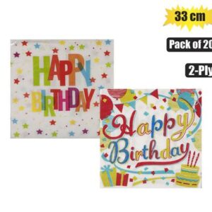 Serviettes 2ply 33cm 20-piece Happy Birthday