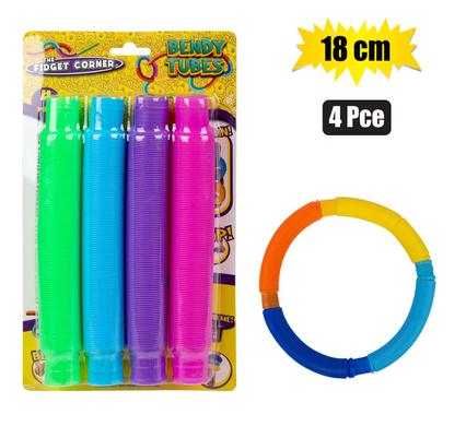 The Fidget Corner Novelty Sensory Tube Plastic 4-piece 18.5cm